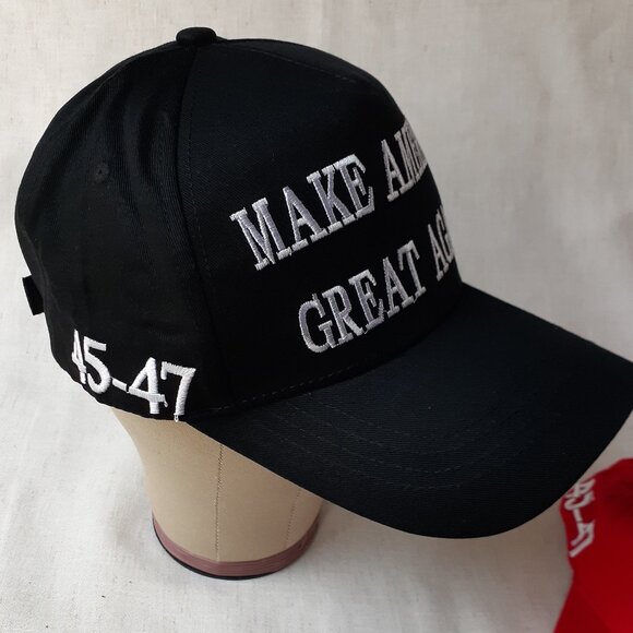MAGA - 45-47 - Black Baseball Cap - Adjustable Fit - Picture 5 of 9